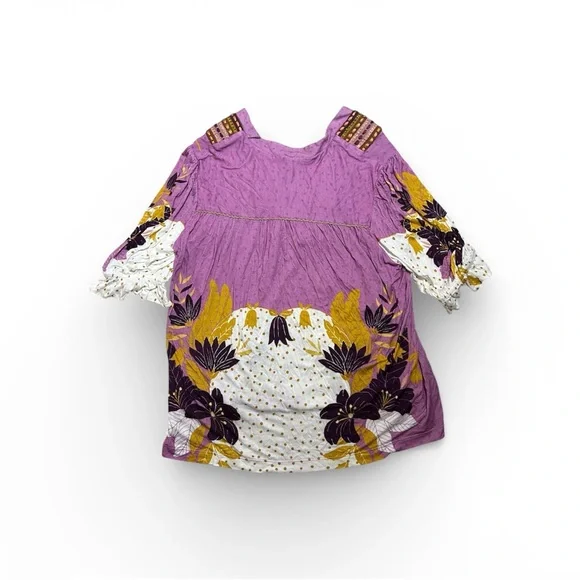 Anthropologie Blnk Stephanie Purple Gold Floral Long Sleeve Top NWT!, Size M - Picture 8 of 10